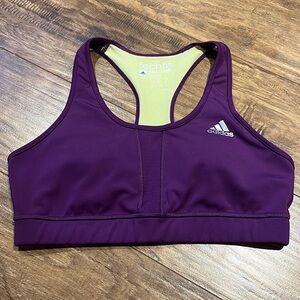 Adidas purple padded medium compression racerback sports bra